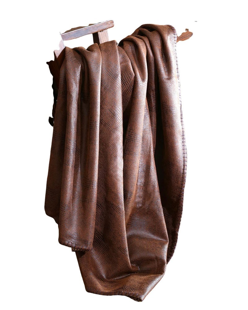 Carstens, INC Wyoming Faux Leather Throw Blanket, Brown - Image 1